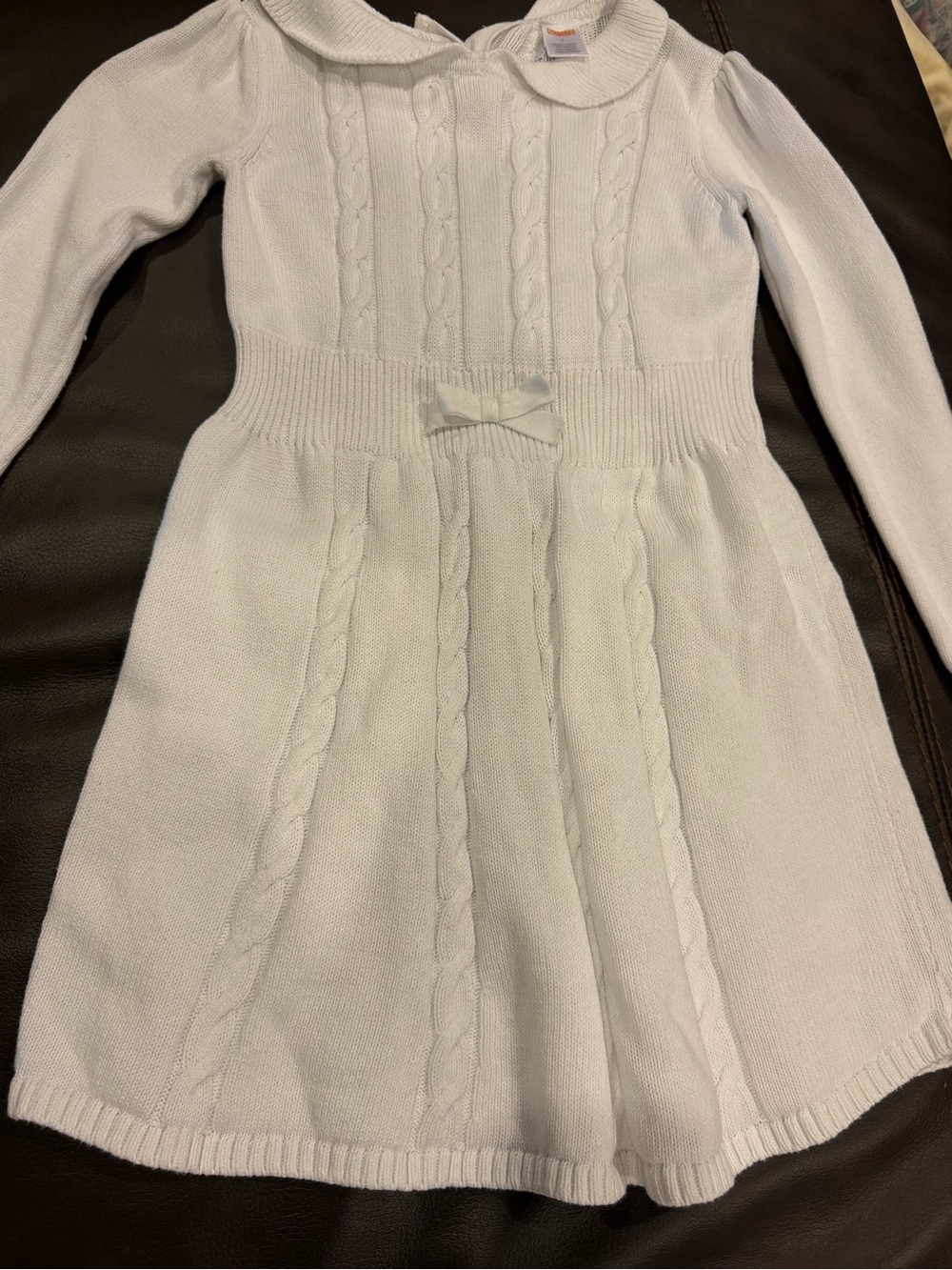 Gymboree White Cable-Knit Long-Sleeve Dress with Bow